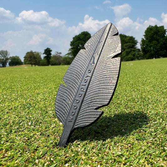 Black Damascus Steel Feather Divot Tool - Single Prong